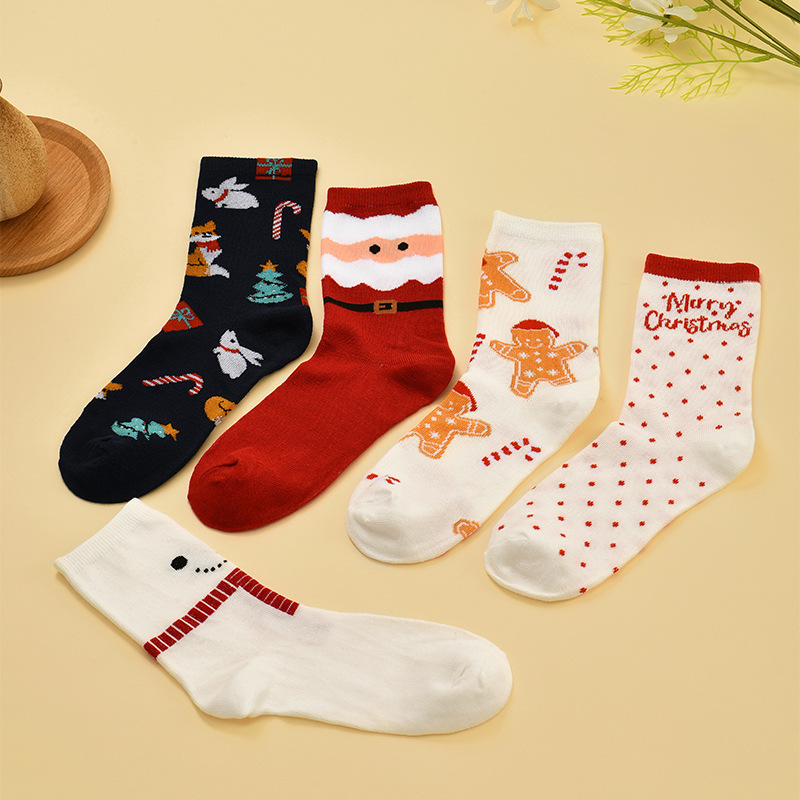 Christmas Holiday Socks Fashion Cotton Middle Tube Sock Festive Crew Socks